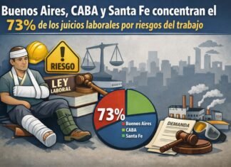 Buenos Aires, CABA y Santa Fe concentran el 73% de los juicios laborales por riesgos del trabajo