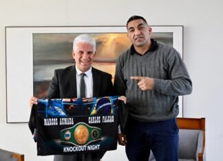 Poggi recibió a “El Flaco” Aumada, el nuevo campeón sudamericano de los pesados